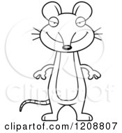 Cartoon Of A Black And White Sly Skinny Mouse Royalty Free Vector Clipart