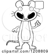 Cartoon Of A Black And White Talking Skinny Mouse Royalty Free Vector Clipart