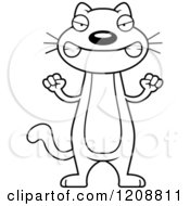 Cartoon Of A Black And White Mad Skinny Cat Royalty Free Vector Clipart
