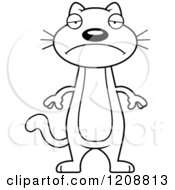Cartoon Of A Black And White Depressed Skinny Cat Royalty Free Vector Clipart