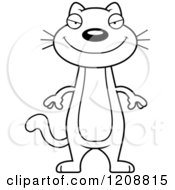 Cartoon Of A Black And White Happy Skinny Cat Royalty Free Vector Clipart