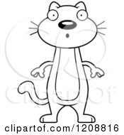 Cartoon Of A Black And White Surprised Skinny Cat Royalty Free Vector Clipart
