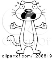 Cartoon Of A Black And White Scared Skinny Cat Royalty Free Vector Clipart