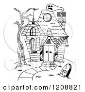 Poster, Art Print Of Black And White Halloween Haunted House