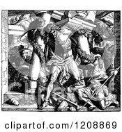 Clipart Of A Vintage Black And White Biblica Scene Of Samson Destroying The Philistine Temple Royalty Free Vector Illustration by Prawny Vintage