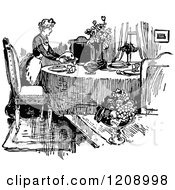 Poster, Art Print Of Vintage Black And White French Maid Serving A Meal