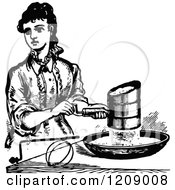 Poster, Art Print Of Vintage Black And White Lady Sifting Flour