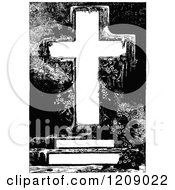 Poster, Art Print Of Vintage Black And White Cross With Foliage And Copyspace