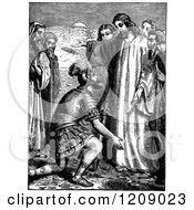 Clipart Of A Vintage Black And White Scene Of Jesus And The Centurian Royalty Free Vector Illustration by Prawny Vintage