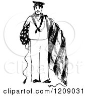 Poster, Art Print Of Vintage Black And White American Navy Man