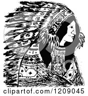 Poster, Art Print Of Vintage Black And White Native American Indian Chief