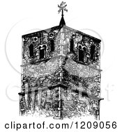 Clipart Of A Vintage Black And White St Benedicts Church Tower In Cambridge Uk Royalty Free Vector Illustration by Prawny Vintage