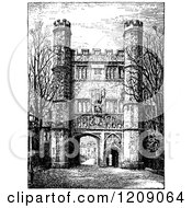 Poster, Art Print Of Vintage Black And White Great Gate At Trinity College In Cambridge Uk