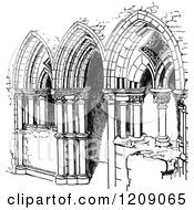 Clipart Of A Vintage Black And White Priory Of St Radegund Jesus College Cambridge Uk Royalty Free Vector Illustration