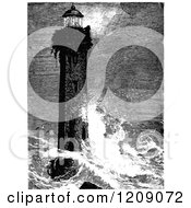 Clipart Of Vintage Black And White Lighthouse Of Tagonroc Royalty Free Vector Illustration