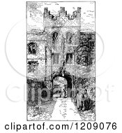 Poster, Art Print Of Vintage Black And White Gateway Entrance To Jesus College In Cambridge Uk