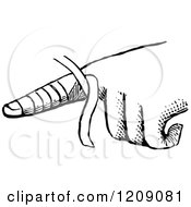 Clipart Of A Vintage Black And White Finger Bandage Royalty Free Vector Illustration