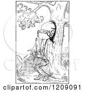 Poster, Art Print Of Vintage Black And White Men Hiding In A Hollow Tree