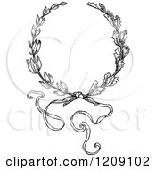 Clipart Of A Vintage Black And White Wreath And Ribbon Border Royalty Free Vector Illustration by Prawny Vintage