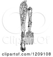 Clipart Of A Vintage Black And White Fancy Knife And Fork Royalty Free Vector Illustration by Prawny Vintage