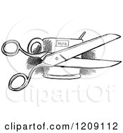 Poster, Art Print Of Vintage Black And White Pair Of Scissors And Paste