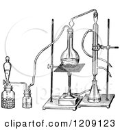 Clipart Of A Vintage Black And White Apparatus For Determination Of Sulphur Dioxide Royalty Free Vector Illustration