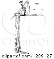 Clipart Of A Vintage Black And White Grim Reaper Border Royalty Free Vector Illustration
