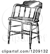 Clipart Of A Vintage Black And White Wooden Chair Royalty Free Vector Illustration by Prawny Vintage
