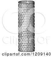 Clipart Of A Vintage Black And White Perforated Metal Cylinder Royalty Free Vector Illustration