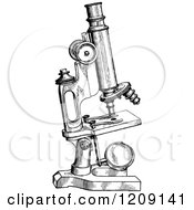 Clipart Of A Vintage Black And White Microscope Royalty Free Vector Illustration