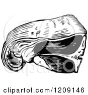 Clipart Of A Vintage Black And White Sirloin Of Beef Royalty Free Vector Illustration