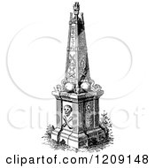 Clipart Of A Vintage Black And White Monument Erected To The Heroes Of The Alamo Royalty Free Vector Illustration