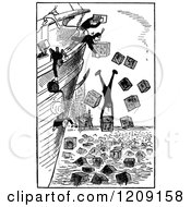 Clipart Of Vintage Black And White Crew Lightening The Ship And Throwing Cargo And People Overboard Royalty Free Vector Illustration by Prawny Vintage