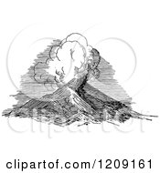 Clipart Of A Vintage Black And White Volcano Royalty Free Vector Illustration