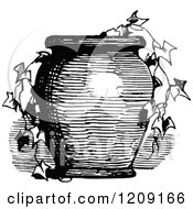 Clipart Of A Vintage Black And White Pot With Ivy Royalty Free Vector Illustration by Prawny Vintage