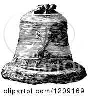Clipart Of Vintage Black And White The Alamo Bell Royalty Free Vector Illustration