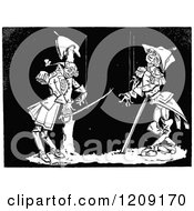 Clipart Of Vintage Black And White Puppet Soldiers Royalty Free Vector Illustration
