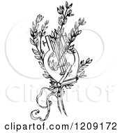 Vintage Black And White Lyre And Branches
