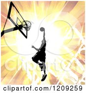 Poster, Art Print Of Silhouetted Basketball Player Slam Dunking Over A Fiery Burst