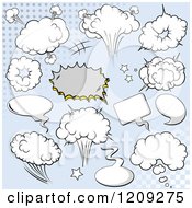 Poster, Art Print Of Comic Bursts And Design Elements Over Blue