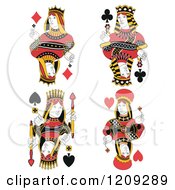 Isolated Queens Of Diamonds Clubs Spades And Hearts