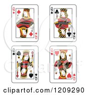Poster, Art Print Of Queen Of Diamonds Clubs Spades And Hearts Playing Cards