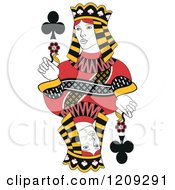 Clipart Of An Isolated Queen Of Clubs Royalty Free Vector Illustration