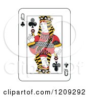 Clipart Of A Queen Of Clubs Playing Card Royalty Free Vector Illustration