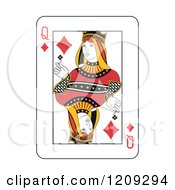 Clipart Of A Queen Of Diamonds Playing Card Royalty Free Vector Illustration