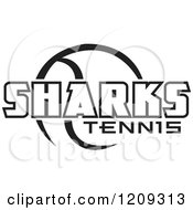 Poster, Art Print Of Black And White Ball And Sharks Tennis Team Text