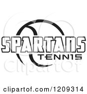 Clipart Of A Black And White Ball And SPARTANS TENNIS Team Text Royalty Free Vector Illustration