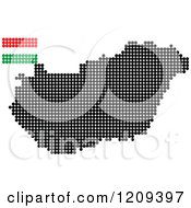 Poster, Art Print Of Dotted Hungarian Map And Flag