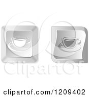 Clipart Of 3d Silver Coffee Keyboard Button Icons Royalty Free Vector Illustration