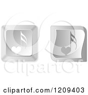 Poster, Art Print Of 3d Silver Heart Music Note Keyboard Button Icons